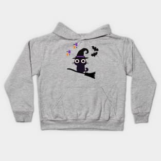 Cute Halloween Black Cat Witch Kids Hoodie